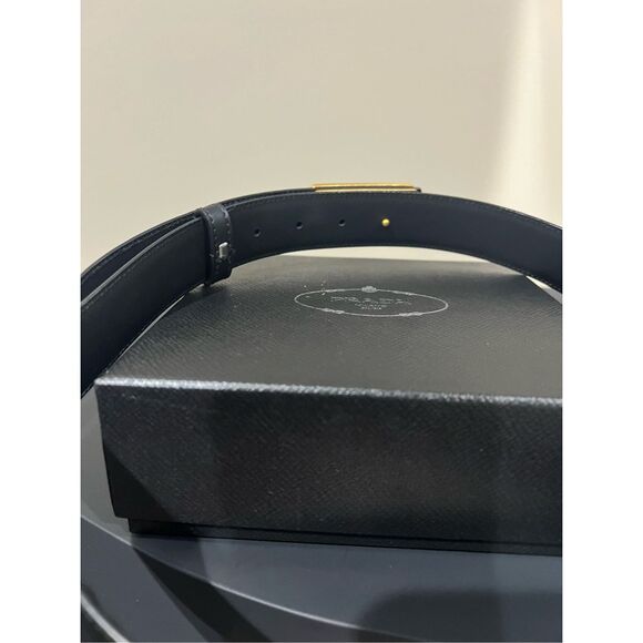 PRADA ELEGANT BLACK LEATHER BELT - Picture 3 of 6